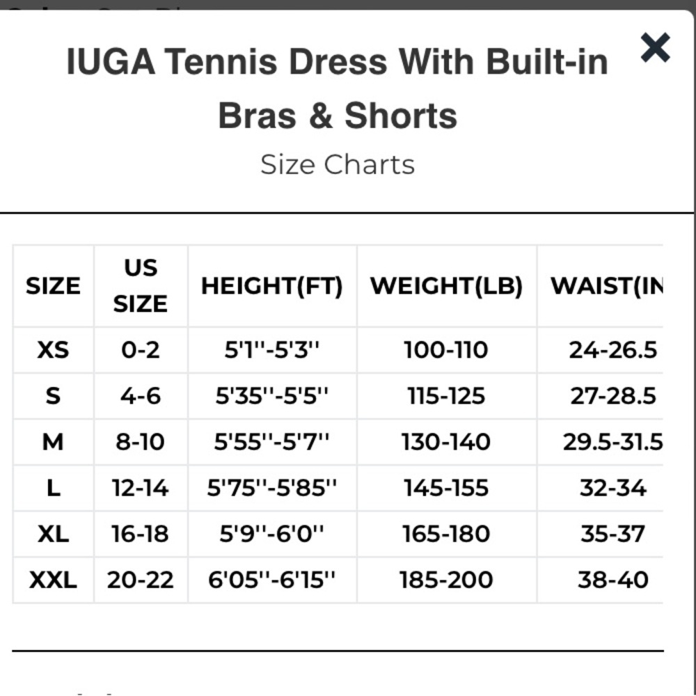 IUGA Sea Blue Tennis Pickleball Golf Dress Built in Shorts Bra Pockets Sz M - Picture 3 of 5